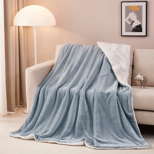 IGOLUMON Kuscheldecke Flauschig Sherpa Schafdecke Weich und Warme Hochwertige Fleecedecke für Bett Sofa Wohndecke für Couch Silber Grau 150*200cm Cover