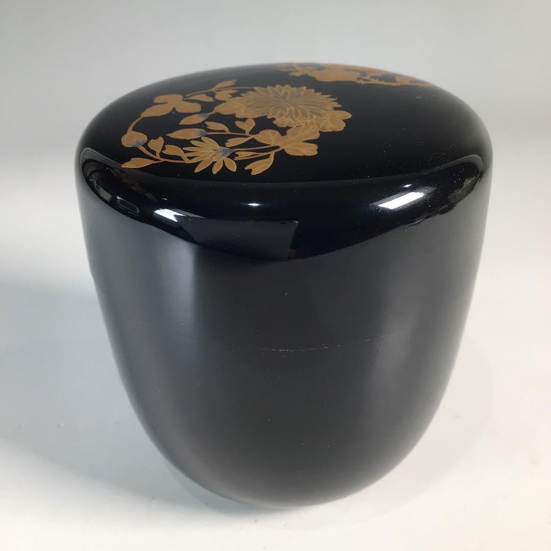 N368棗『岩倉隆弘峯(隆斎)作』『花丸蒔絵』『中棗』共箱茶道具