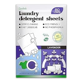 Soulink Laundry Detergent Sheets, Lavender, 80 Loads, Eco Strips