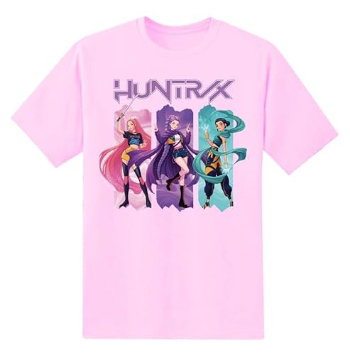 Crew Neck Printed T-Shirt for Girls and Boys, 100% Cotton Unisex Round Neck Tops (D3 - Pink, 7-8 Year)