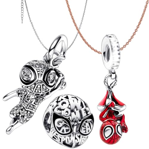 Azttior 5pac S925 Sterling Silber Charms Set für Armbänder und Halsketten, Kombinationsanhänger mit Cubic Zirkonia, Superhelden Schlüsselanhänger und Anhänger für...