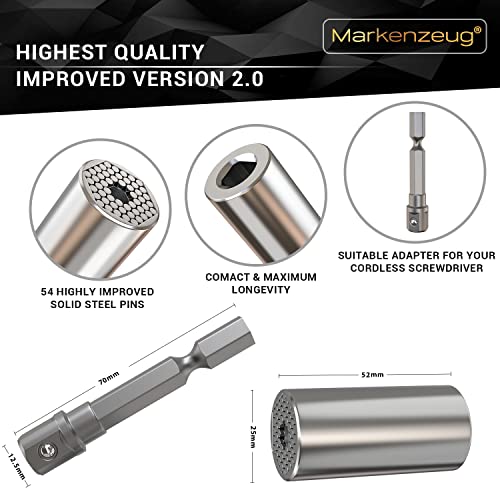 Markenzeug® Premium Universal Key Universal Socket Spanner, Multi Function, Nut Repair Hand Tool 7 – 19 Mm Incl. Adaptor #TOP1