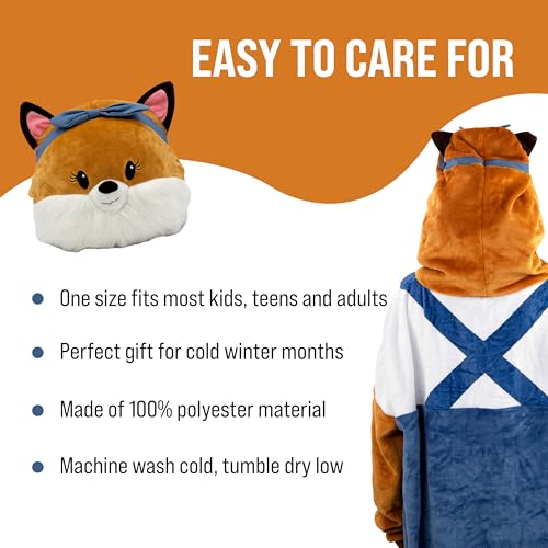 Image of Plushible Wearable Hooded Blanket for Adults, Oversized Hoodie with Sleeves & Pocket, 2-in-1 Comfy Hoodie Blanket Pillow - Fox