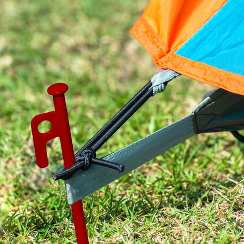 Image of 8 Pack Tent Stakes Heavy Duty 12 inch Steel Tent Pegs for Camping Unbreakable and Inflexible-Red
