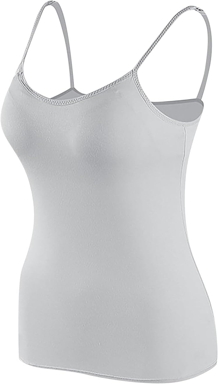 Womens Camisoles with Built in Shelf Bra Modal Soft Basic Undershirts with Adjustable Straps Camis Yoga Tops 3 Packs