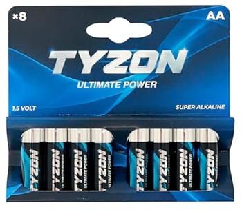 TYZON AA-Alkaline Batterien 8 Stück - Langlebige Einwegbatterien für Haushalts- und Elektronikgeräte