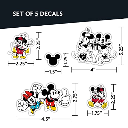 Disney Classic Mickey & Minnie Mouse Decals - Set Of 5 Mickey And Minnie Mouse Stickers For Kids And Adults - Vinyl Decals For Laptop, Tumbler, Water Bottle, Vehicles - Licensed Disney Stickers #TOP2