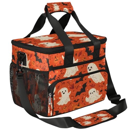 Insulated Picnic Backpack Lunch Box for Women Men Picnic Basket Tote Lunch Bag Picnic Bag Portable Lunch Bags for Picnic, Beach, Work, Trip,Office, Camp Halloween Ghost Bat