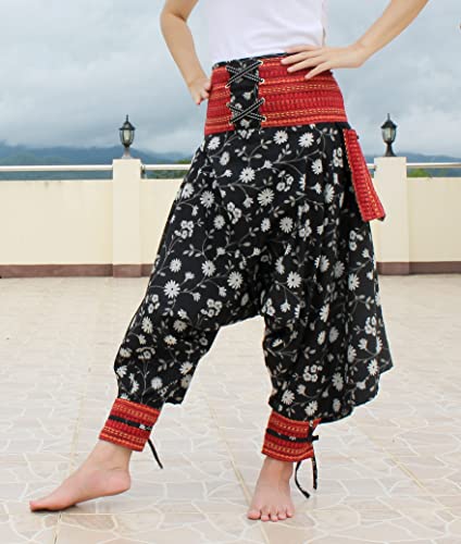 RaanPahMuang Ankle Cuff Textured Cotton Kyoto Pants with Hanging Pocket2