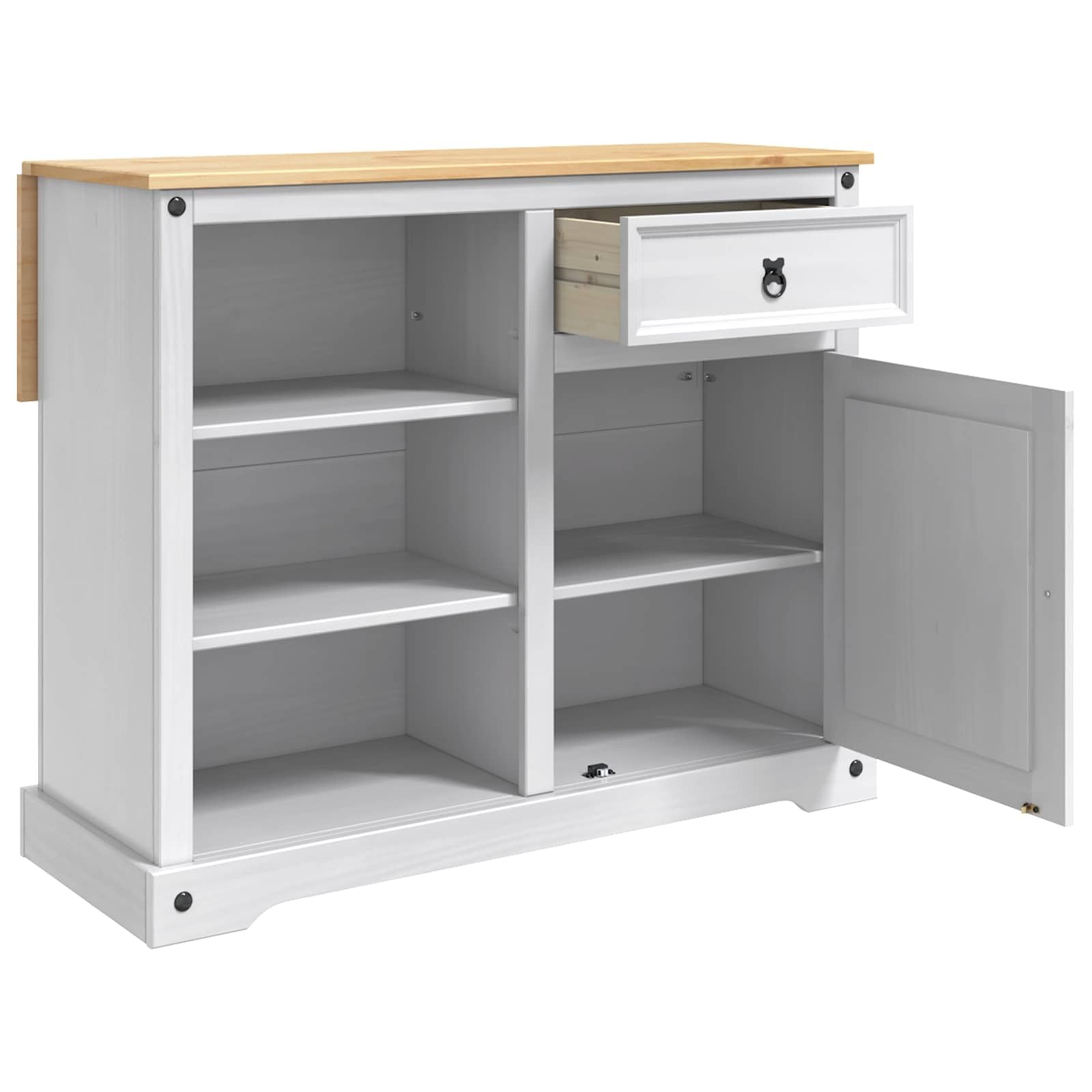 Lot de 2 îlots de cuisine en pin massif blanc cire de miel 112 x