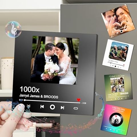 Custom Music Fridge Magnet with Photo,Personalized Spotiy Album Plaque Magnet for Couples Music Lovers Friends,Customized Song Fridge Magnet with Music for Refrigerator Home Decor S-8 Cover