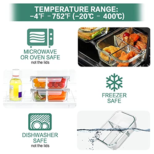 Homberking 8 Pack Glass Meal Prep Containers 3 Compartment, 36Oz Glass Food Storage Containers With Lids, Airtight Glass Lunch Bento Boxes, Bpa-Free & Leak Proof (8 Lids & 8 Containers) - Grey #TOP3