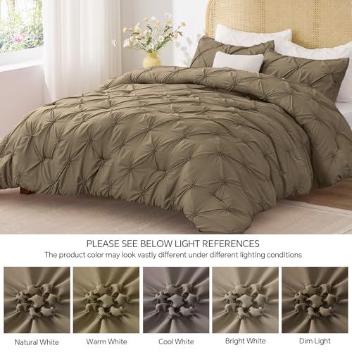 Image of BEDELITE Twin Comforter Set Light Brown,Lightweight & Soft Comforter | Pintuck Boho Bedding, Warm & Cute Bed Set for All Season,With 1 Pillowcase
