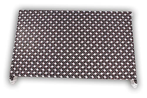 Image of The Furnishing Tree Waterproof PVC Rectangle Shaped 2 Seater Table Cover WxL 45x70 inches Interlocked Ropes Pattern Grey with White Border lace