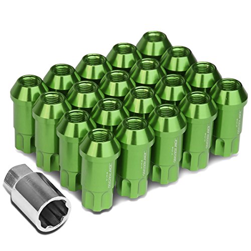 Tuercas M12x1.5 de aluminio verde para llantas de aleación con extensión de llave de 20 piezas