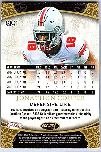 Jonathan Cooper Autographed Collectible Football Card - 2021 SAGE Football Card #ASP-21 (Broncos)