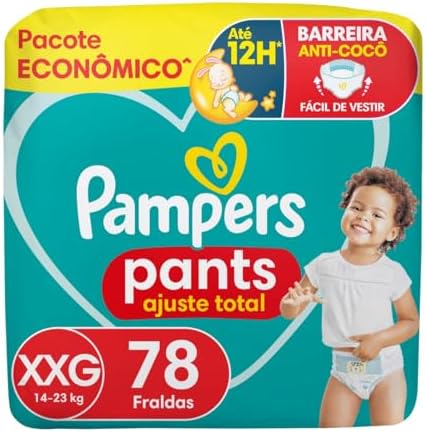 Fralda Pampers Pants Ajuste Total tamanho XXG, Fácil de Vestir, 7...