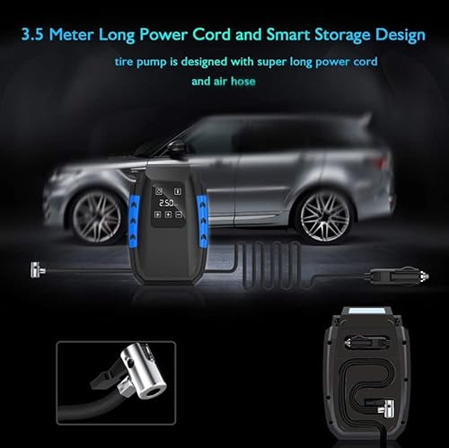 Miniatura 5 de TOEWOE Compresor de aire inflador de neumáticos, bomba de aire para neumáticos de automóvil, bomba de aire eléctrica de 12 V CC con luz LED,