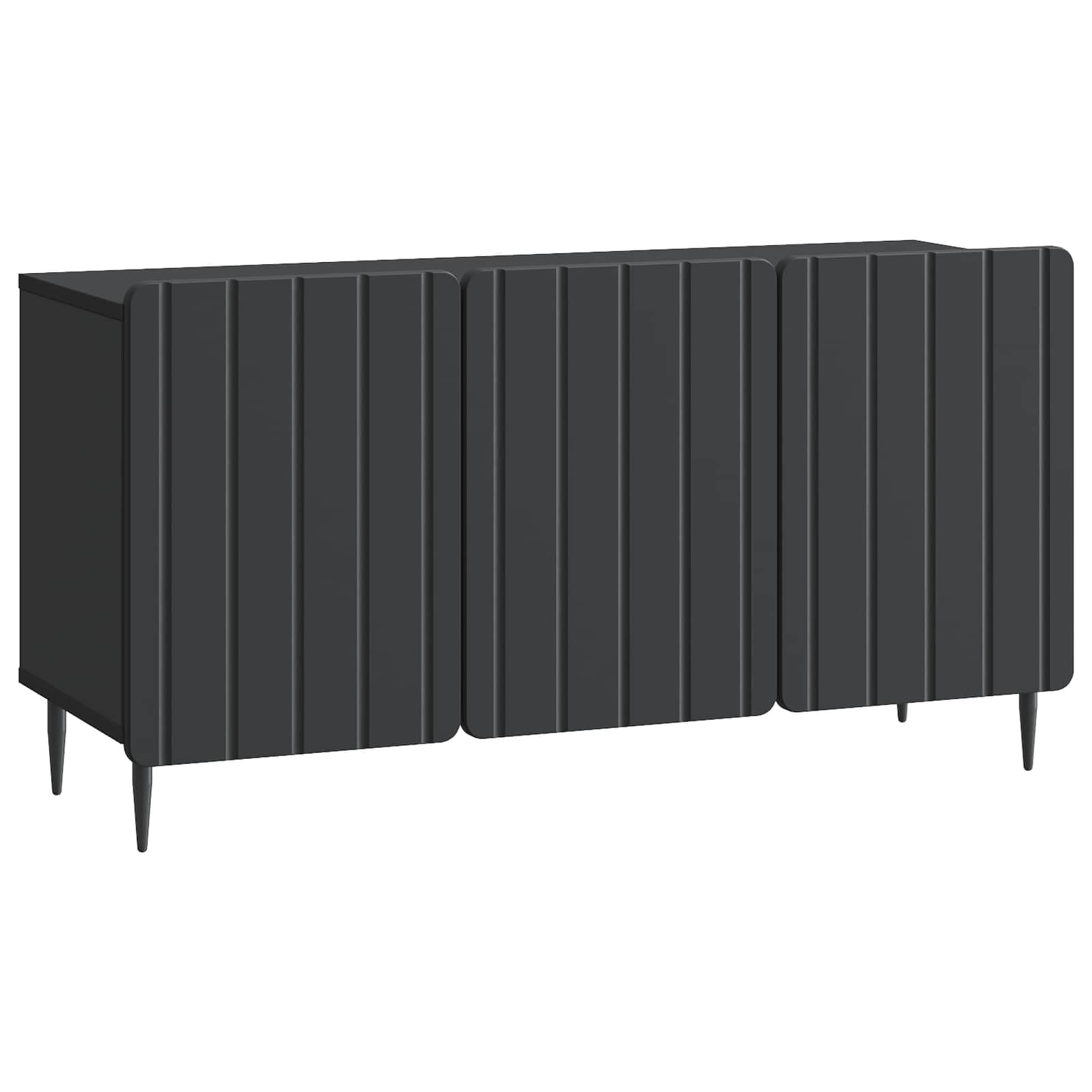 Meuble TV noir 99x34,5 cm en bois moderne avec rangements pour salon