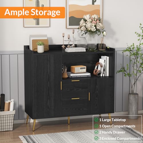 GarveeHome Buffet Cabinet with Drawers, 40 in Sideboard Buffet Storage Cabinet with Shelves and Doors, Modern Coffee Bar Station Wood Kitchen Table for Kitchen, Dining Room by GarveeHome - Image 6