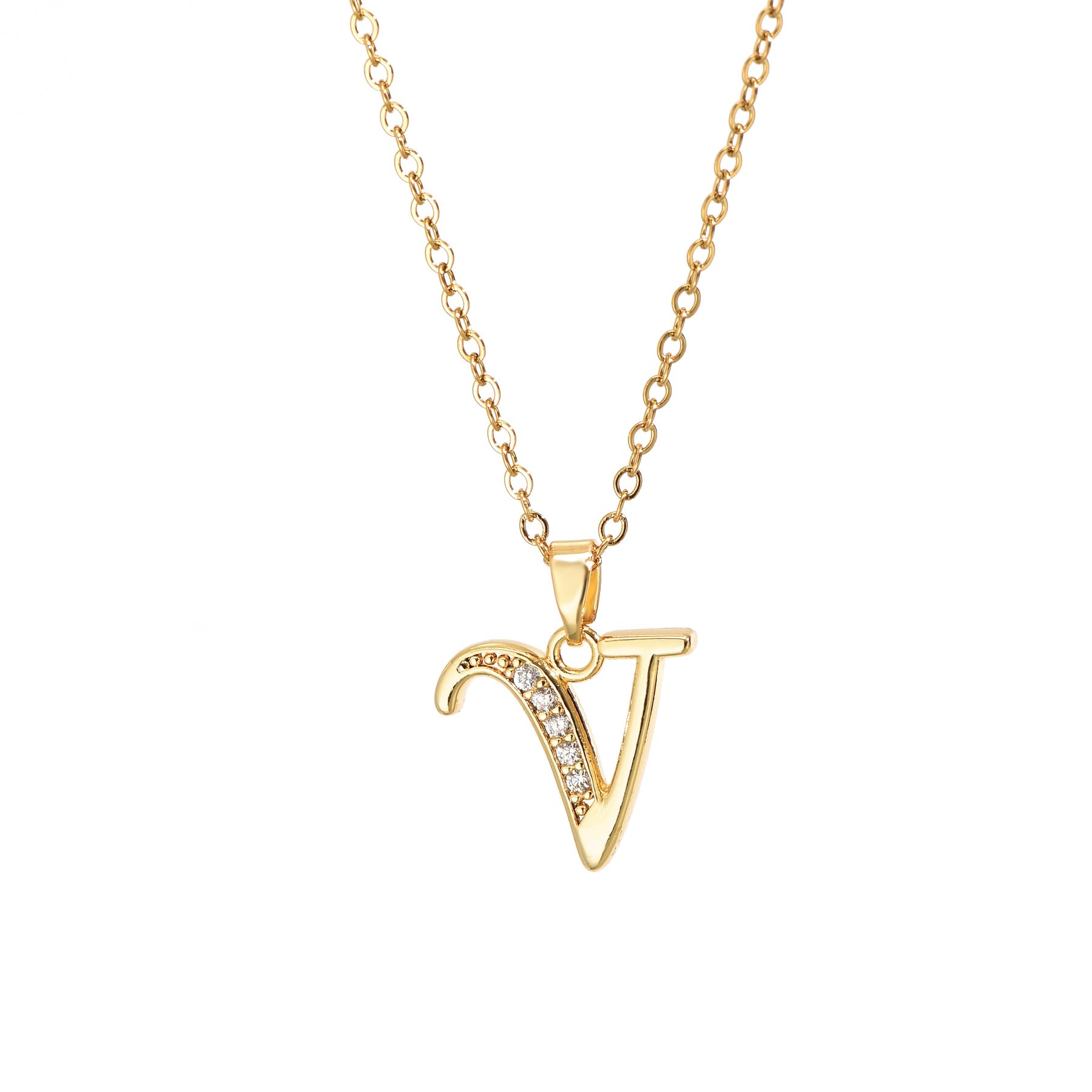 Kyazeo Gold Initial Necklaces for Women, 18K Gold Plated Dainty Letter Necklace with Cubic Zirconia