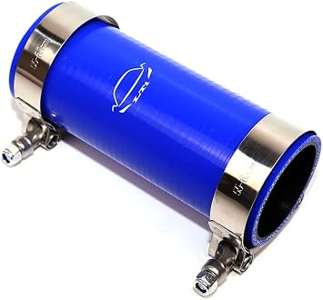 Combo 6" Length 4-Ply Reinforced High Temperature 2" ID Straight Coupler Silicone Hose + SS 304 T Bolt Clamp 2 Blue