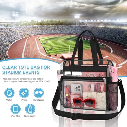 Image of Busiuw Clear Bag for Stadium Events Stadium Approved Clear Tote Bag 12x12x6