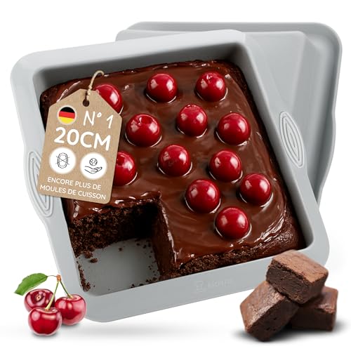 Backefix 20x20 Brownie Backform Silicone, très résistant Silicone Backform pour Brownies et Aufläufe - Idéal pour la cuisine, les brownies et les aliments...