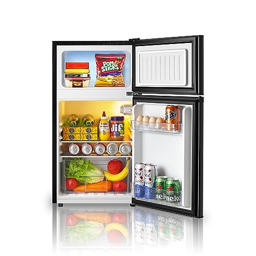 Saeoola LU-HLBCD90B Mini Fridge With Freezer, 3.2 Cu.Ft, 2 Doors Compact Mini Refrigerator thumb #1