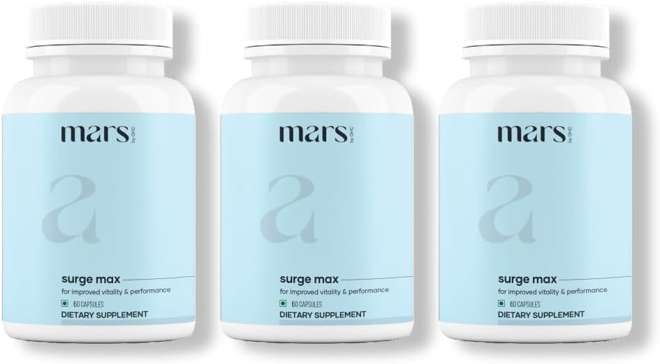mars by GHC Natural Surge Max Capsules – Enriched with Shilajit, Safed Musli and Gokshura for Enhanced Vitality and Overall Well-Being – 60 Capsules (Pack of 3)