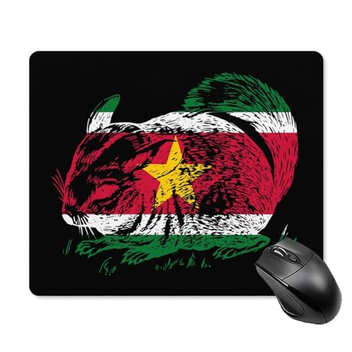 Tapis De Souris Surinam Flag Chinchilla Mousepad Résistant Aux Eclaboussures Tapis Souris Imperméable sous-Main pour Ordinateur Jeu Gaming L