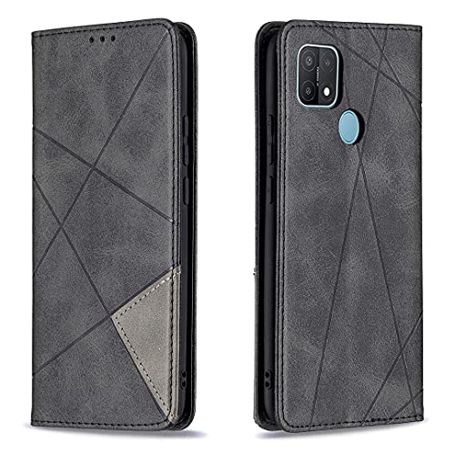 Posanter Funda para OPPO A15, PU Cuero Flip Carcasa Fundas Móvil de Tapa Libro con Cierre Magnético, Tarjetero y Suporte, Capa Plegable Cartera, Flip Phone Cover Case (Negro)