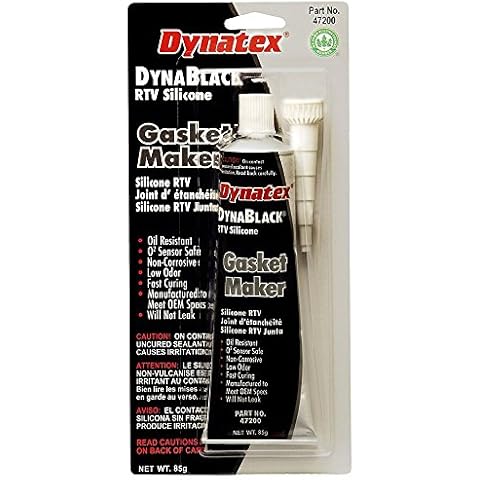 Dynatex 47200 DynaBlack Low Volatile RTV Silicone Gasket Maker, -85 to 500 Degree F, 3.8 oz Carded Tube, Black Cover