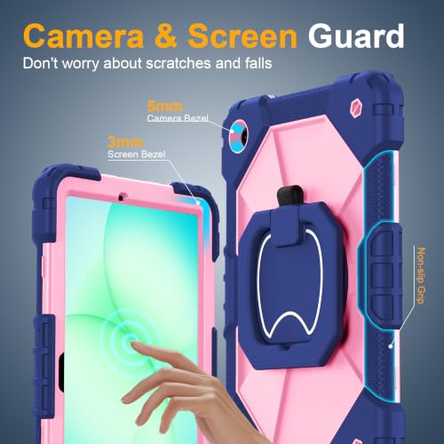 Case for Samsung Galaxy Tab A11+ Plus/A9+ 11 Inch 2025/2023,Ubearkk Case for Samsung Galaxy A9 Plus/A11+ Tablet case with Screen Protector 360 Rotating Stand Shoulder Strap Pen Holder, Navy Rose by Ubearkk - Used condition - Image 6