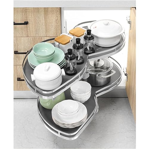Kitchen Blind Corner Unit, Kitchen CabinetBlind Corner Pullout Organizer 2 Tiers Swing Tray, Pantry Storage Solution for Kitchen &, for 20 * 34 * 16.5in Cabinet (Right open)