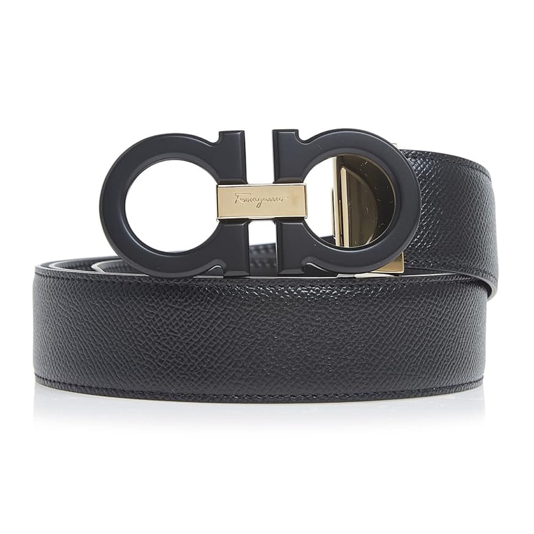 Salvatore Ferragamo ブラックベルト 115 Salvatore Ferragamo Black Leather Silver Tone Buckle Gancini
