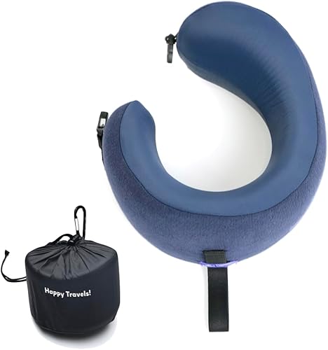 Cushion Lab - Almohada de viaje, galardonado diseño ergonómico patentado para mentón y cuello, almohada de espuma viscoelástica para el cuello,