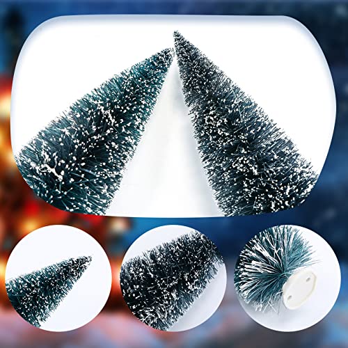 19 Pcs Christmas Village Accessories, Mini Artificial Christmas Trees Frosted Bottle Brush Trees With 10 Ft Led String Lights And Detachable Stand In Assorted Sizes For Home Christmas Decoration #TOP3