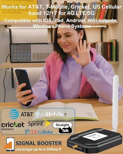 Image of 2026 AT&T Cell Phone Signal Booster ATT Signal Booster T Mobile Cell Signal Booster for 5G 4G LTE on Band 12 /17 AT T Cell Booster AT&T Cell Phone Booster ATT Cellular Extender Boost Call /Data