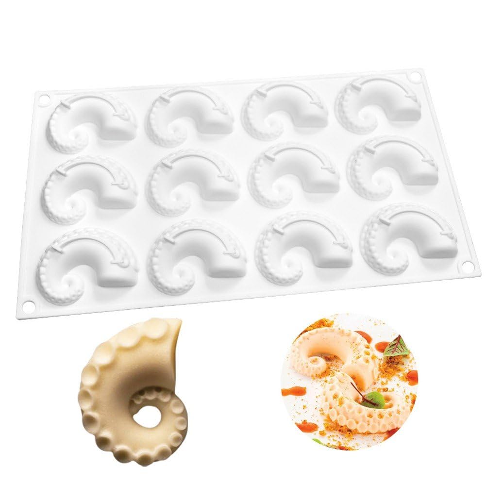 Sslvya 3d Octopus Tentacles Silicone Molds Baking Molds for Mousse Cake, Silicone Mold for Candy Pastry Chocolate Cupcake Jelly Cookie Pudding Cake Decoration