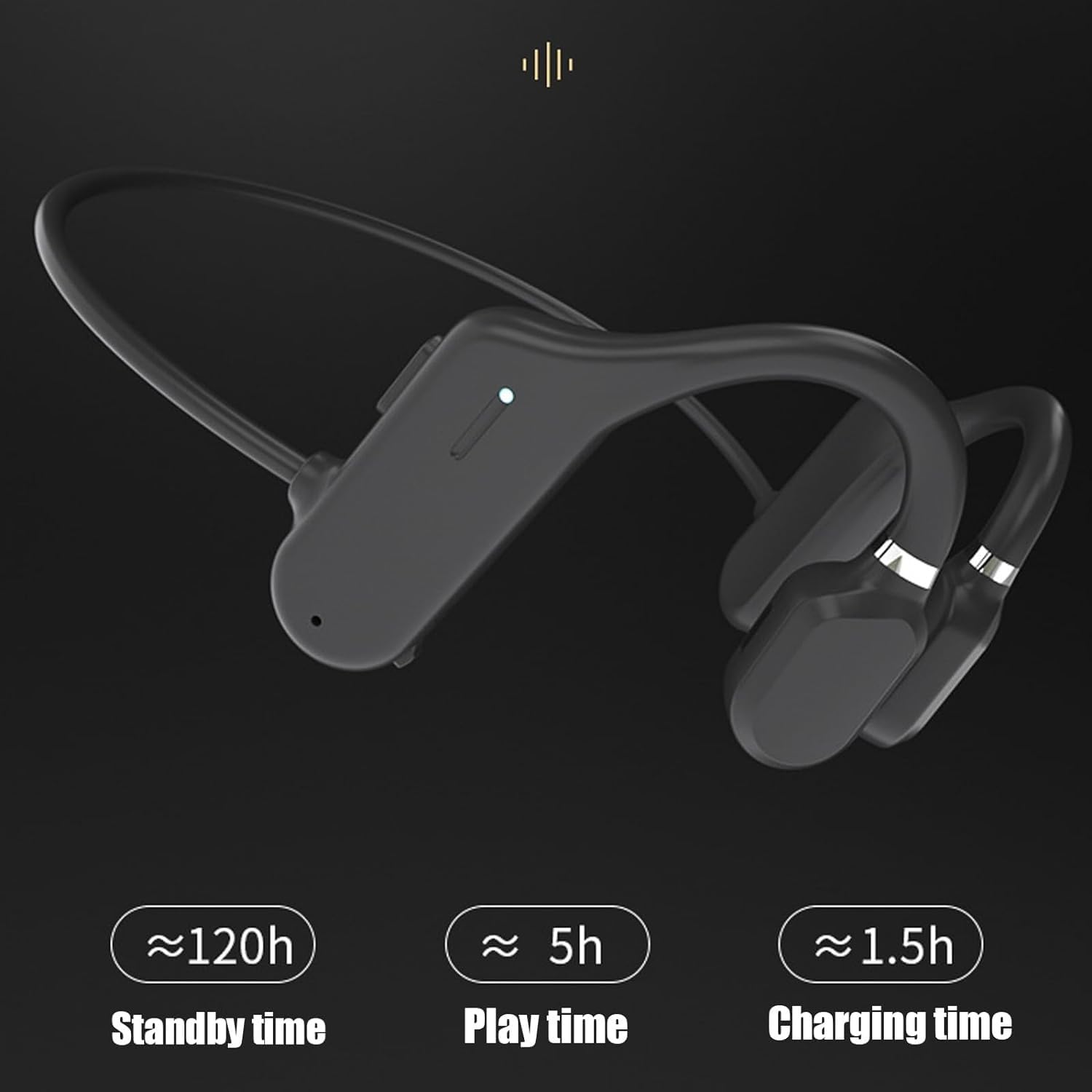 Sound Revv Auriculares Inalámbricos con Clip para la Oreja, Conducción Esquelética y Ósea (Negro)