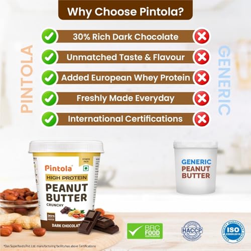 Image of Pintola High-Protein Combo: Dark Chocolate Crunchy Peanut Butter 510g & 22g High Protein Dark Chocolate Oats 400g | No Refined Sugar, Gluten-Free | With Almonds, Raisins, Pumpkin & Chia Seeds