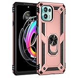 BestST Funda Motorola Moto Edge 20 Lite + HD Protectores de Pantalla, Rugged TPU y PC Cubierta de Doble Capa Hybrid Armor Carcasa y 360 Rotacin Anillo Soporte 2 en 1 Case. RoseOro