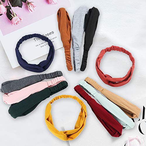 12 Pcs Meartchy Boho Headbands For Women, Womens Bandeau Headbands Beach Headbands, Head Bands Women Hair, Floral Vintage Twisted Criss Cross Elastic Head Wrap Hair Accessories #TOP4