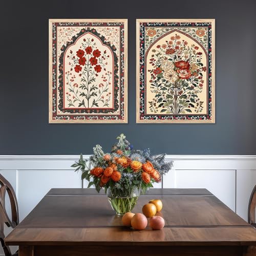 Image of kotart - Pichwai Art Painting for Wall Decoration Wall Poster With frames Traditional Indian Wall Art Madhubani Paintings for Living Room Framed Wall Painting for Home Room Bedroom Office Wall Decor Wall Paintings For Home Decoration Indian Wall Art Home Decor Frames set of 2 (Art 1, (19x25 inch), Framed)