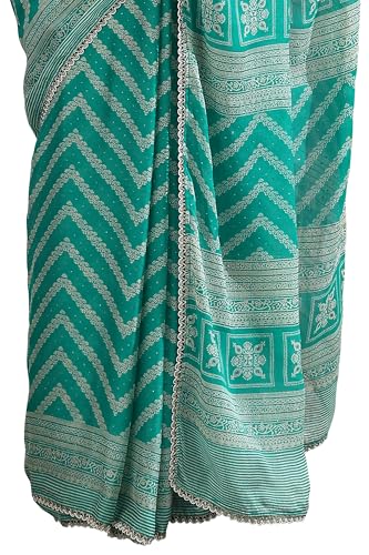Image of MIRCHI FASHION Women Saree Leheriya Print Chiffon | Lightweight Traditional Sari for Farewell and Wedding Ceremonies with Unstitched Blouse Piece