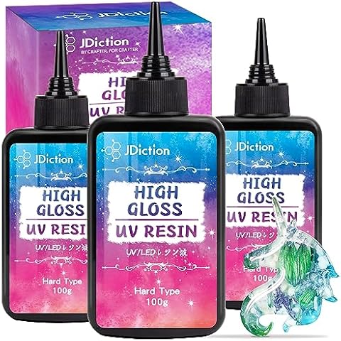 JDiction UV Resin, 300g High Gloss UV Resin Clear Solar Cure Sunlight Activated Glue Hard UV Resin Kit for Jewelry Making, Casting and Coating, DIY Crafts, Resin Art Supplies Cover