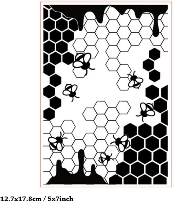 Bees Honeycomb Background Pattern Plastic Embossing Folder, 3D Textured Impressions Hexagon Beehive Background Embossing Folder Template for Card Making Scrapbooking Paper Craft Album Stamps DIY Decor