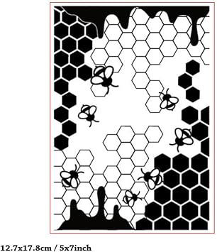 Bees Honeycomb Background Pattern Plastic Embossing Folder, 3D Textured Impressions Hexagon Beehive Background Embossing Folder Template for Card Making Scrapbooking Paper Craft Album Stamps DIY Decor