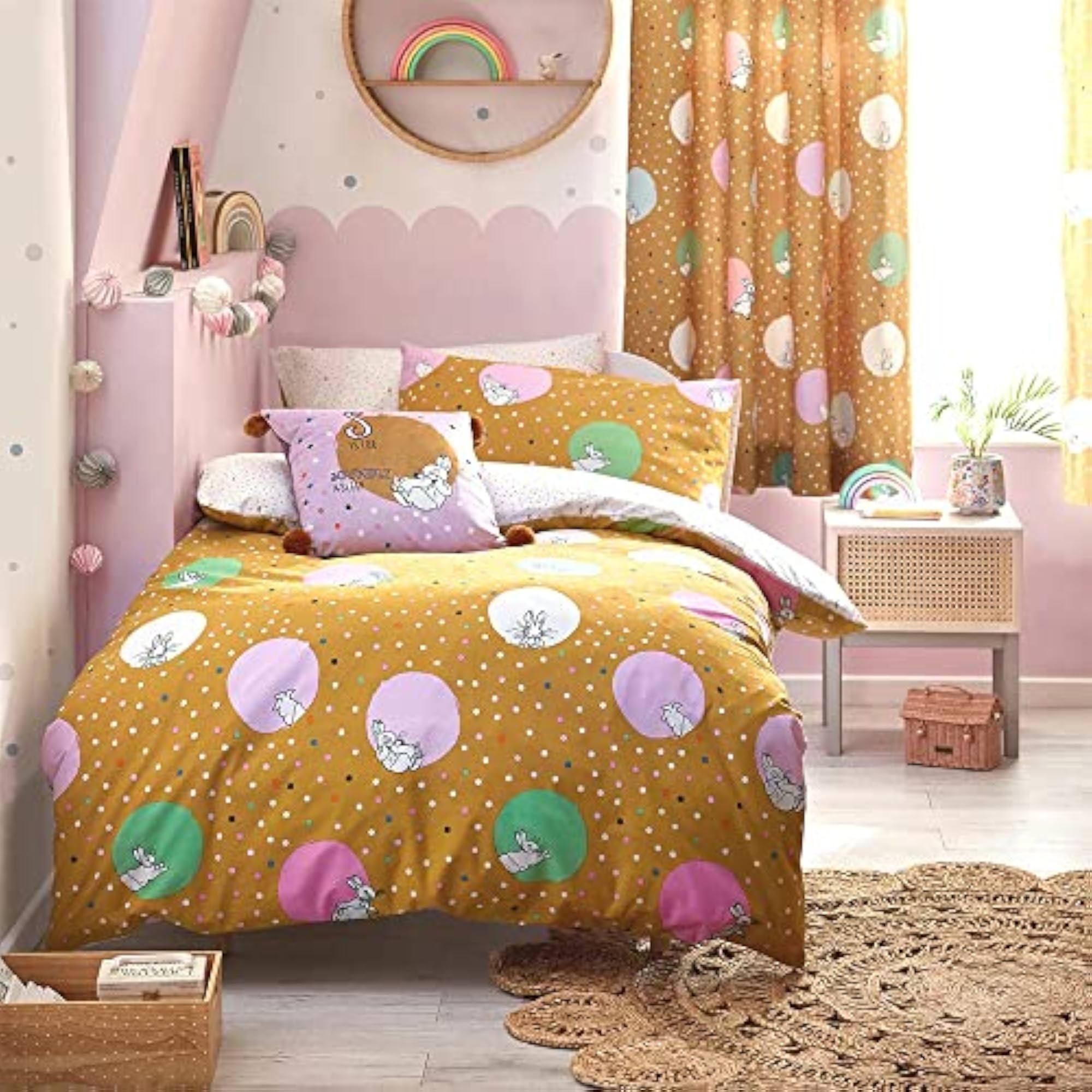 Peter Rabbit Dotty Duvet Cover Set, Ochre